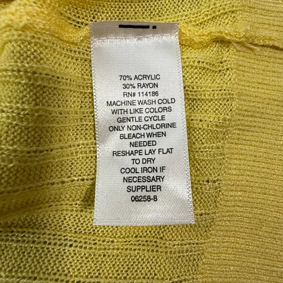 Liz Claiborne Cardigan Sweater Womens XL Yellow Open Front Ribbed Knit Pockets - Picture 8 of 9